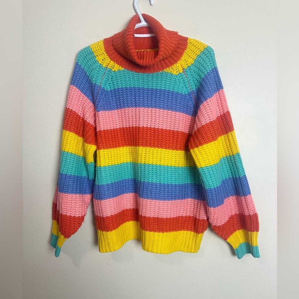 Debut Size S/M Multicolor Striped Turtleneck Sweater